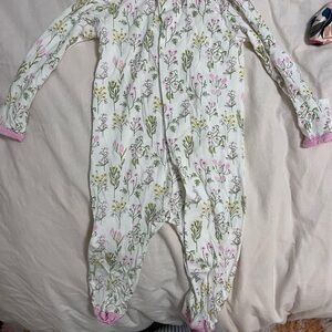 Magnetic Me Pink and Green Floral Kids Footie